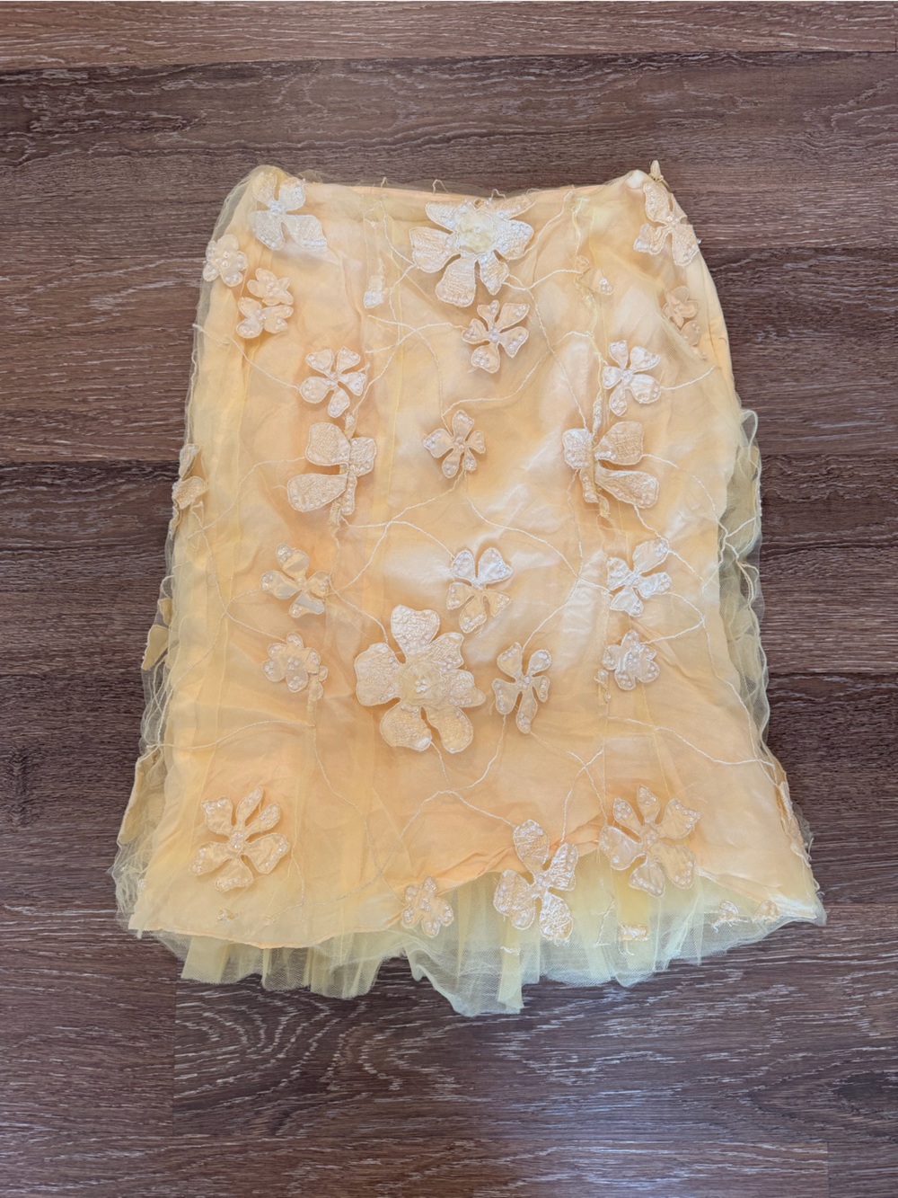 Vintage SHANI Yellow Floral Midi Skirt